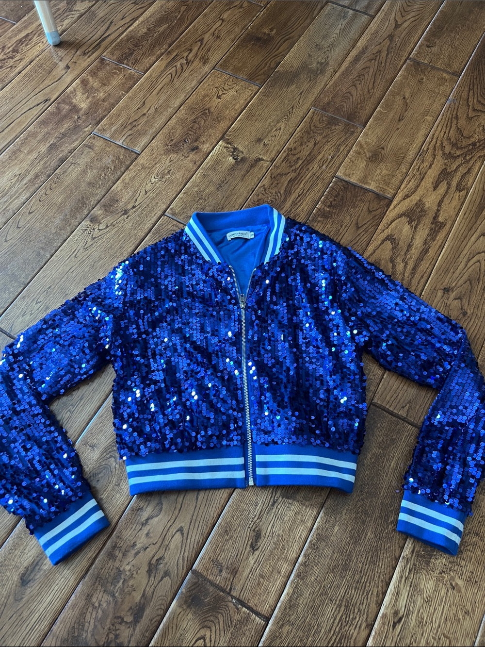 Women’s' Blue Sequin Bomber Jacket  size small